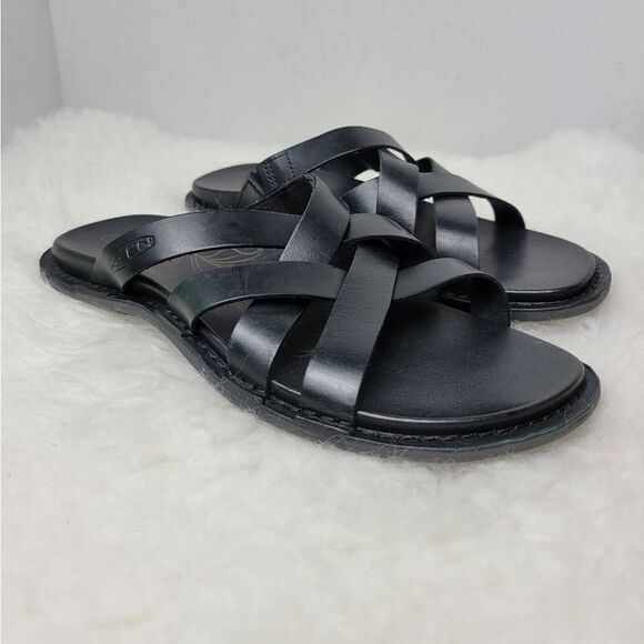 KEEN Sofia Black Leather Slide Strappy Slip-on Women's Sandals Shoes size 7.5 - Picture 1 of 10